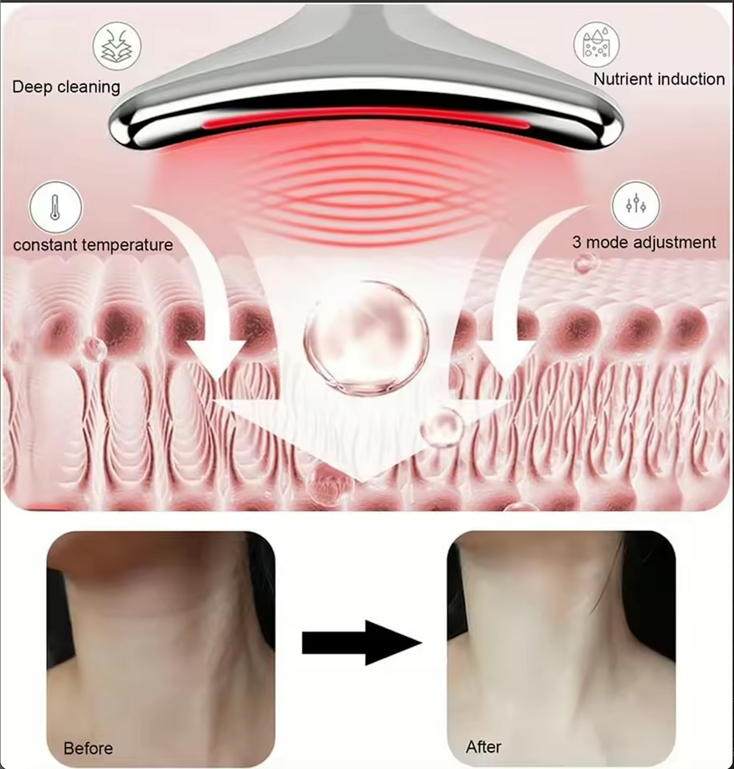 Wavy Chic Microcurrent Facial Sculpting Massager - 7 Color Skin Firming Device for Radiant Face & Neck