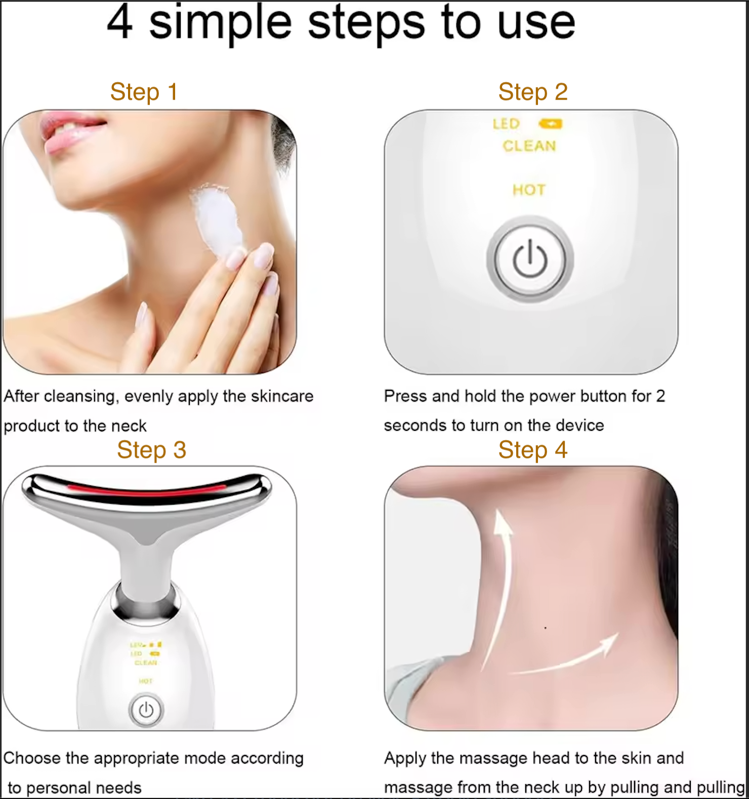 Wavy Chic Microcurrent Facial Sculpting Massager - 7 Color Skin Firming Device for Radiant Face & Neck