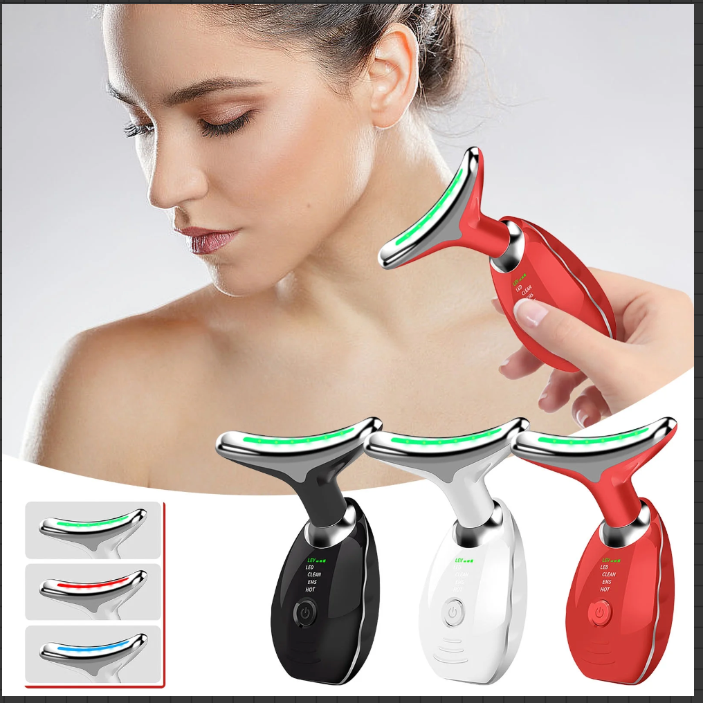 Wavy Chic Microcurrent Facial Sculpting Massager - 7 Color Skin Firming Device for Radiant Face & Neck