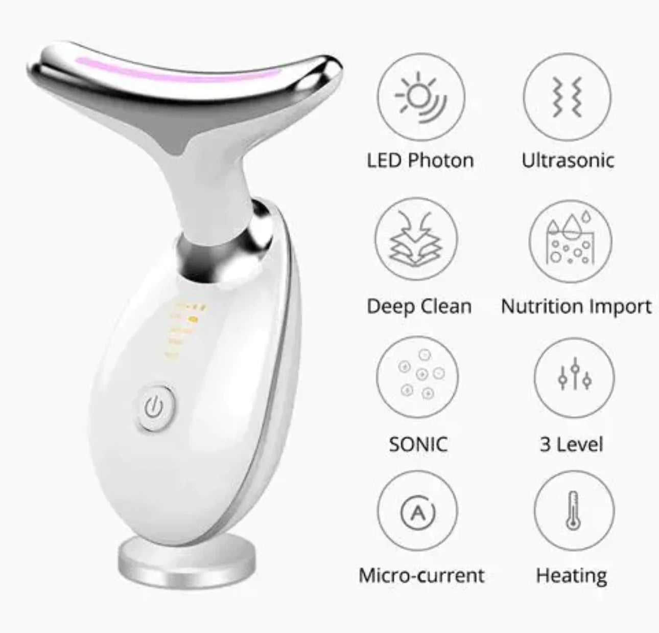 Wavy Chic Microcurrent Facial Sculpting Massager - 7 Color Skin Firming Device for Radiant Face & Neck