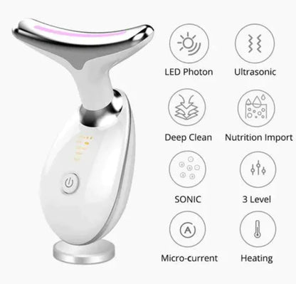 Wavy Chic Microcurrent Facial Sculpting Massager - 7 Color Skin Firming Device for Radiant Face & Neck