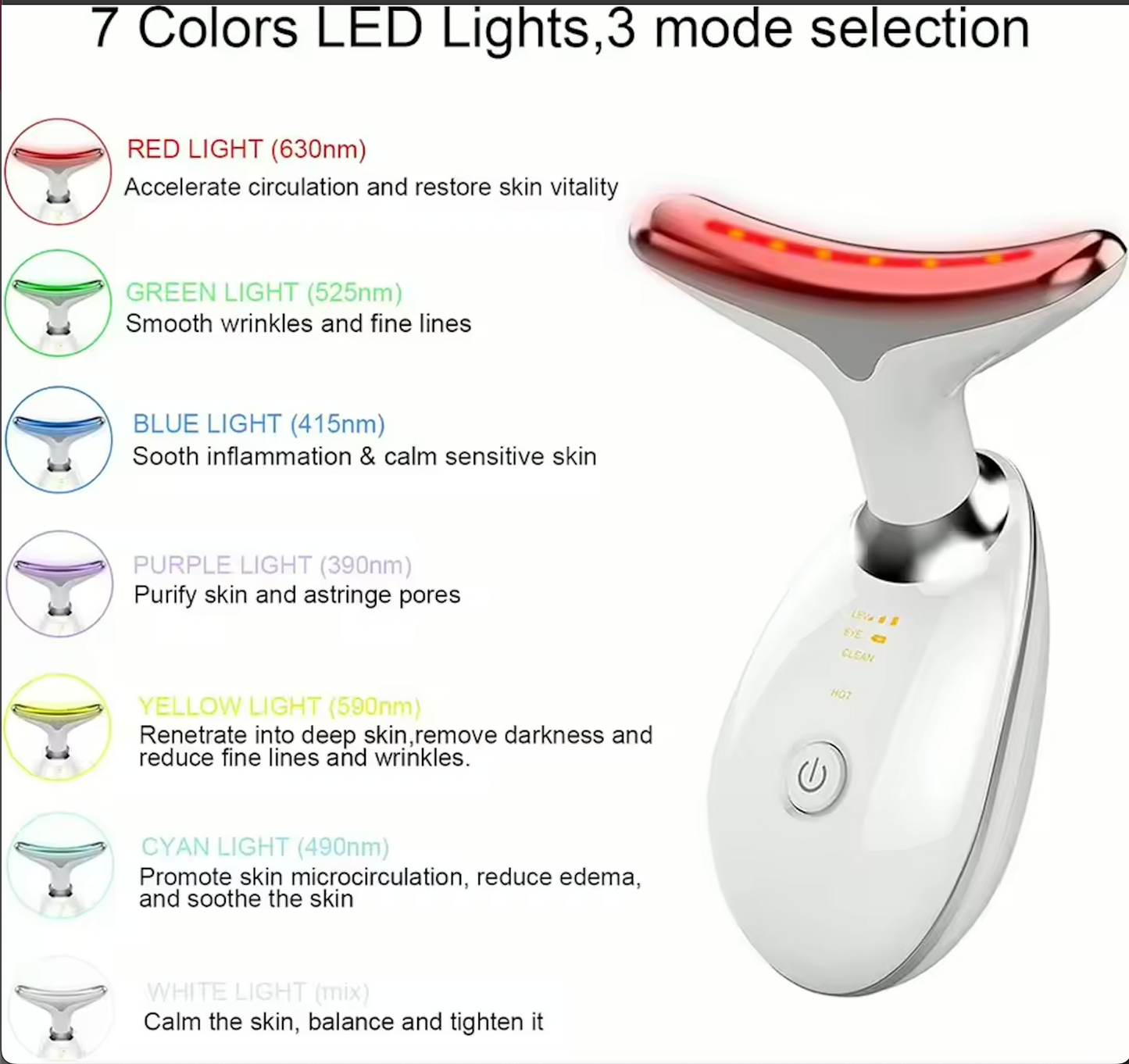 Wavy Chic Microcurrent Facial Sculpting Massager - 7 Color Skin Firming Device for Radiant Face & Neck