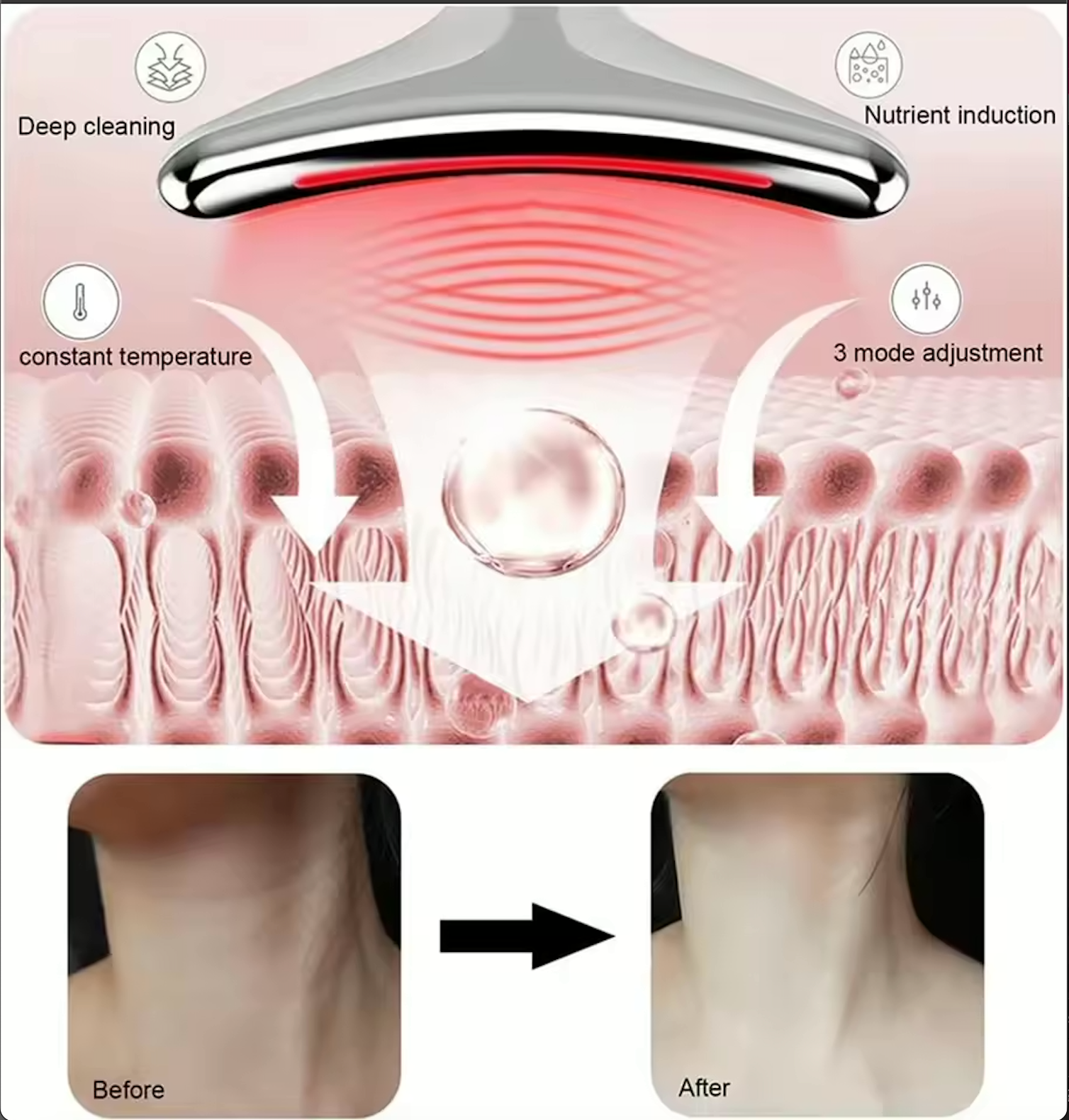 Wavy Chic Microcurrent Facial Sculpting Massager - 7 Color Skin Firming Device for Radiant Face & Neck